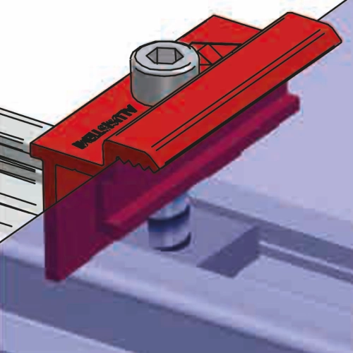 alluminio estruso grezzo, AL6060-T5, rosso RAL 8015 - SISTEMA OMINI FIX