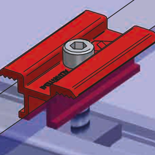 alluminio estruso grezzo, AL6060-T5, rosso RAL 8015 - SISTEMA OMINI FIX