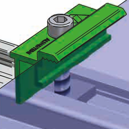 alluminio estruso grezzo, AL6060-T5, verde RAL 6007 - SISTEMA OMINI FIX